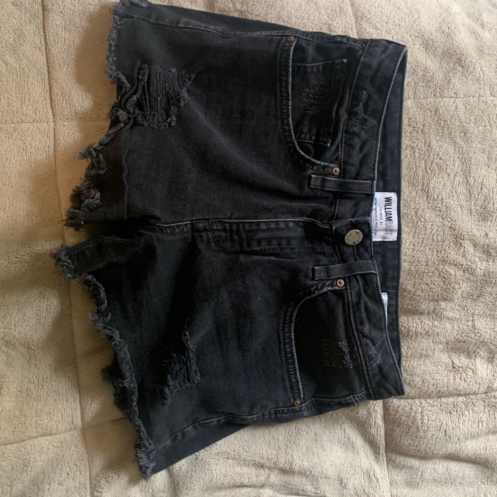 Black denim shorts